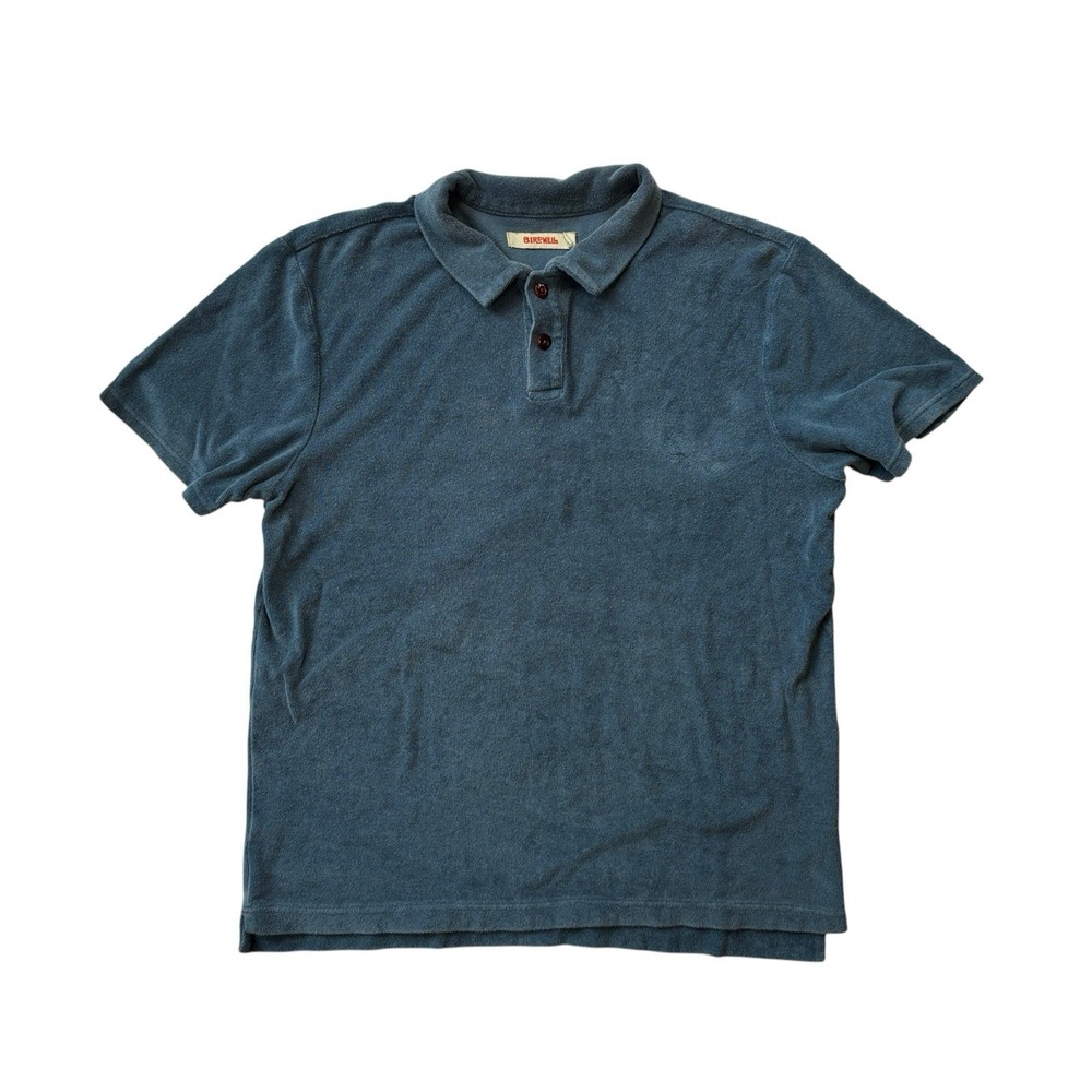 Birdwell Beach Britches Polo Shirt XL Mens Blue Terry Cloth Short Sleeve